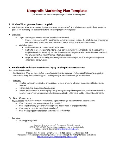 Not For Profit Marketing Plan Template