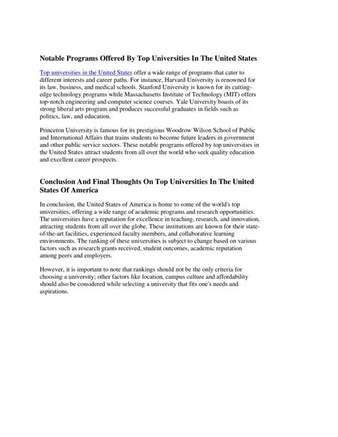 Notable Academic Programs: