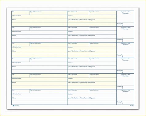 Notary Journal Page Printable