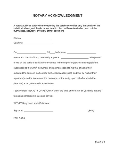 Notary Template For Letter