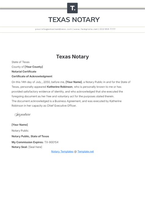 Notary Template Texas