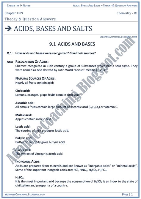 Note Taking Answers Acids Bases And Salts Epub