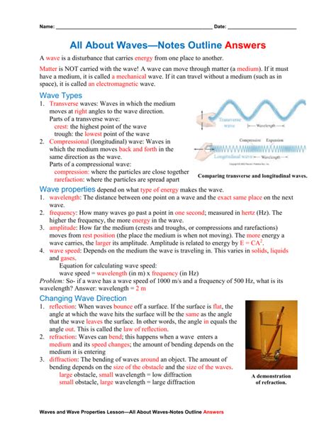 Note Taking Answers Nature Of Waves Doc