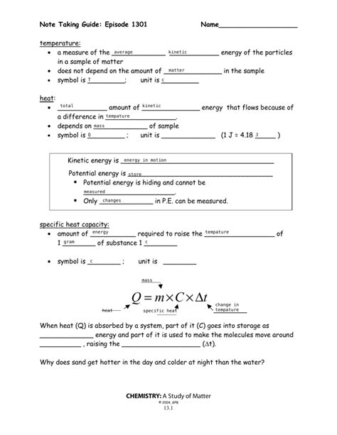 Note Taking Guide Episode 1301 Answers Physics Kindle Editon