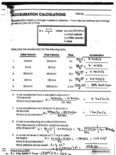 Note Taking Motion Acceleration And Forces Answers Doc