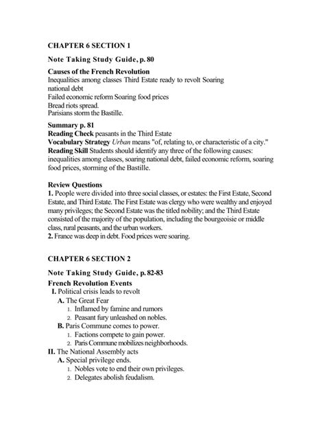 Note Taking Study Guide Section 1 Answers Doc