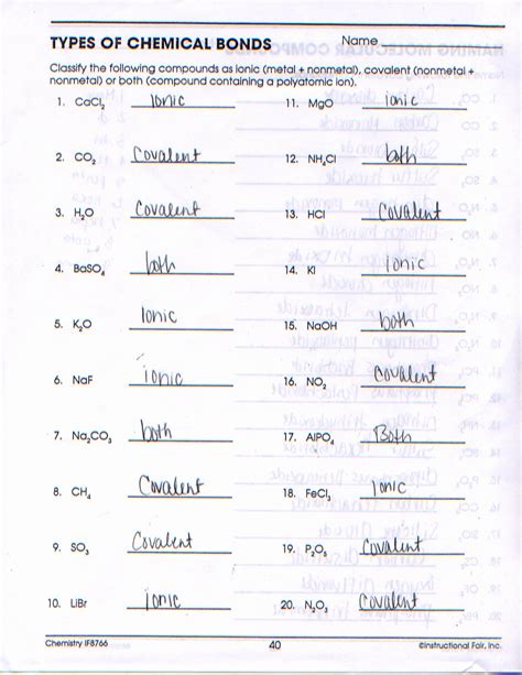 Note Taking Worksheet Chemical Bonds Answers Doc