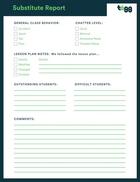 Notes From The Substitute Teacher Template