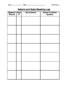 Notice and Note Literature Log Doc