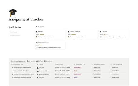 Notion Assignment Tracker Template Free