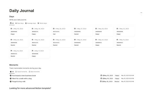 Notion Daily Journal Template