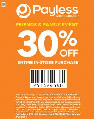 Nov 08 2017 Payless Printable 30 Off In-store Coupon