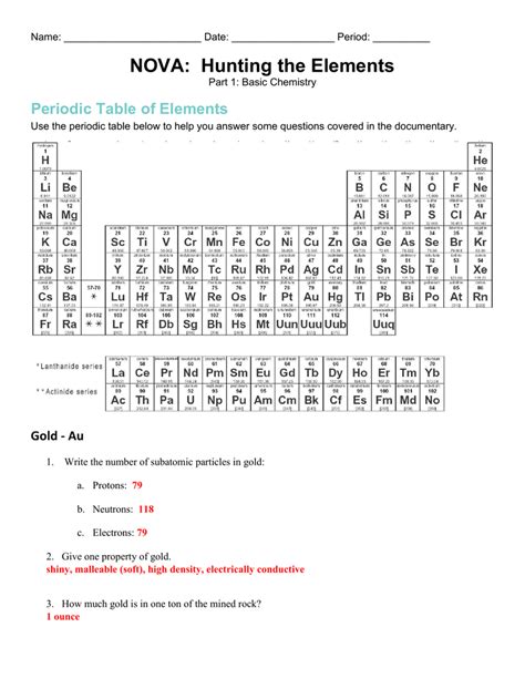 Nova Answer Hunting For Elements Doc