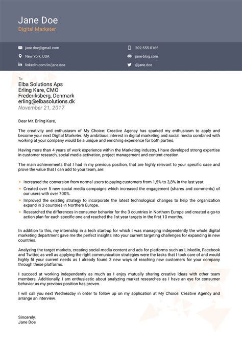 Novoresume Cover Letter Templates