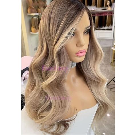 Nr.1 Rated: Lace Front Wig Wavy with Bangs 16" Long Blonde Remy Human Hair Wigs 2025