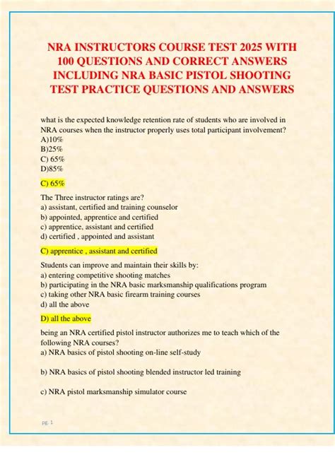 Nra Pistol Instructor Test Answers Kindle Editon