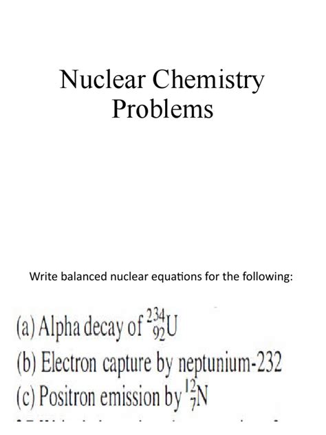 Nuclear Chemistry Problems And Answers Reader