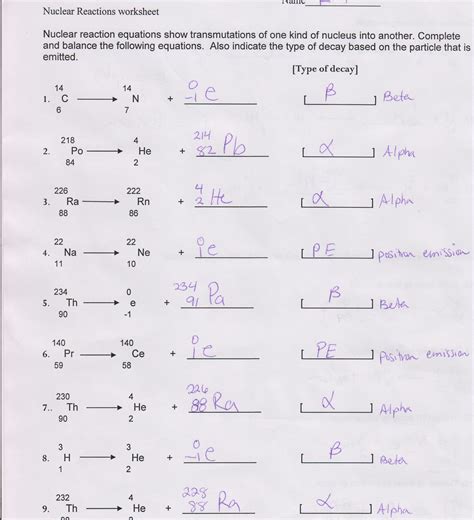 Nuclear Decay Worksheet With Answers Epub