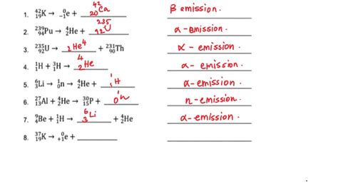 Nuclear Equations Answer Key PDF