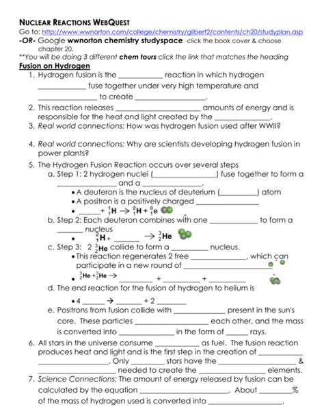 Nuclear Reaction Webquest Answers PDF