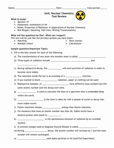 Nuclear Worksheet With Answers Epub