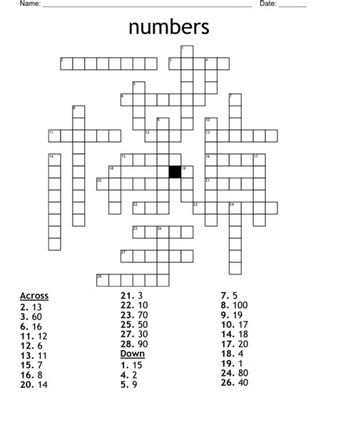 Number Crosswords Printable