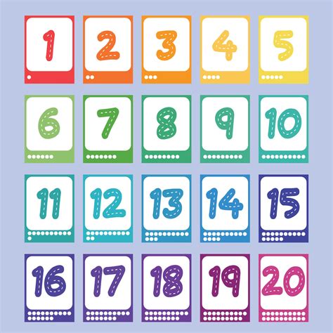 Numbers 1 20 Flash Cards Printable