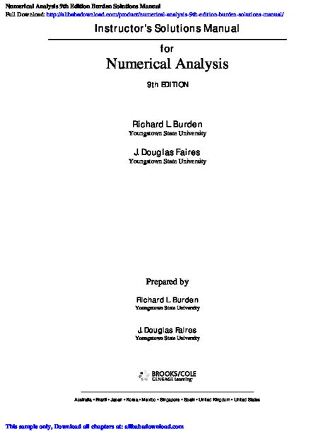 Numerical Analysis Burden 9th Edition Solution Manual Pdf Doc