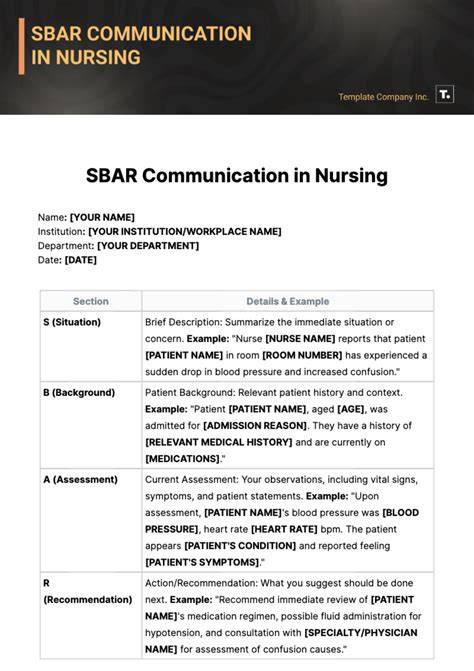 Nurse Sbar Template