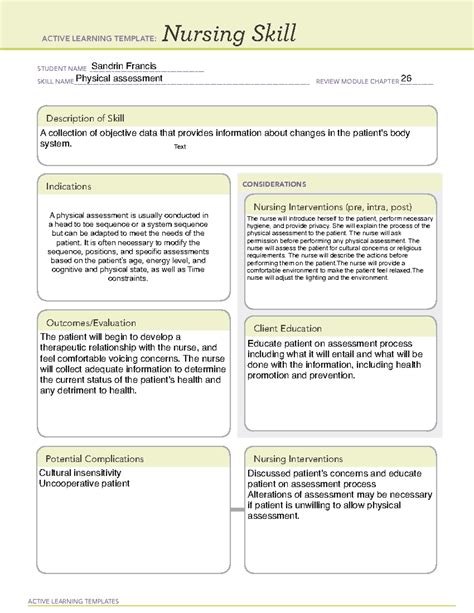 Nursing Skill Template