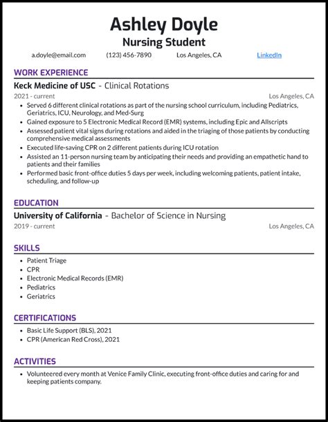 Nursing Student Resume Template