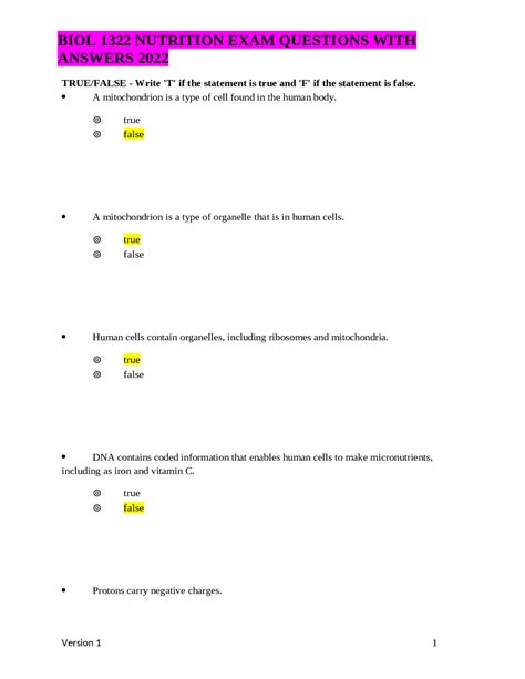 Nutrition 1322 Exam 2 Answers Reader