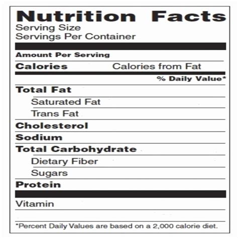 Nutrition Facts Template Excel Download