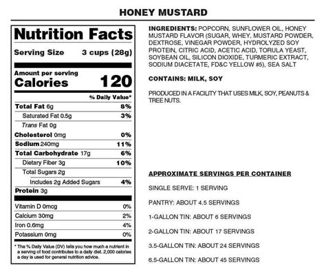 Nutritional Profile of Honey Popcorn