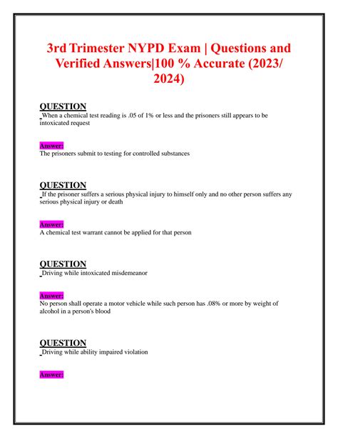 Nypd Test Answers PDF