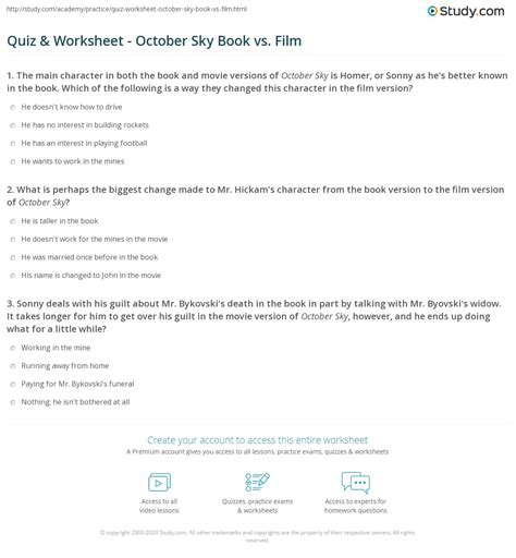 OCTOBER SKY WORKSHEET ANSWER KEY Ebook Reader