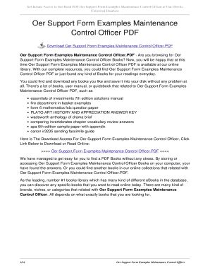 OER SUPPORT FORM EXAMPLES MAINTENANCE CONTROL OFFICER Ebook Epub