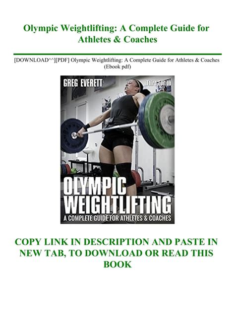 OLYMPIC WEIGHTLIFTING A COMPLETE GUIDE FOR ATHLETES COACHES PDF Kindle Editon