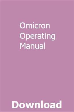 OMICRON OPERATING MANUAL Ebook Epub