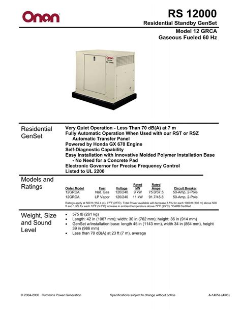 ONAN GENERATOR SERVICE MANUAL RS12000 Ebook PDF