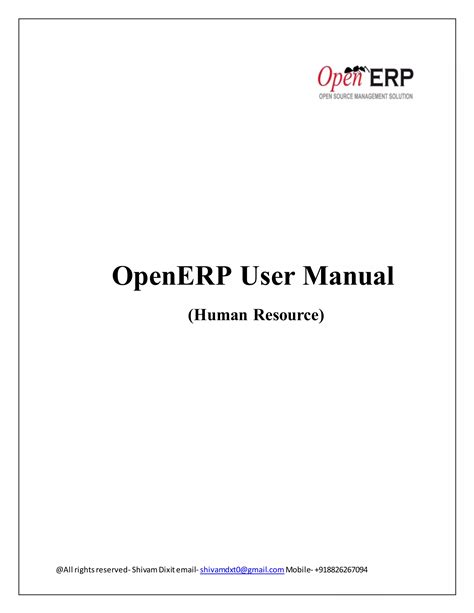 OPENERP MANUAL Ebook Kindle Editon