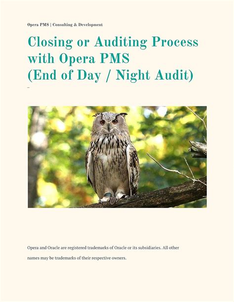 OPERA PMS NIGHT AUDIT MANUAL Ebook PDF