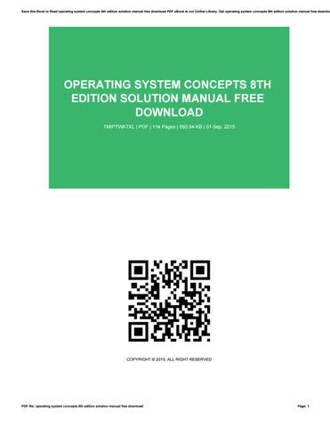 OPERATING SYSTEM CONCEPTS 8TH EDITION SOLUTION MANUAL Ebook Reader