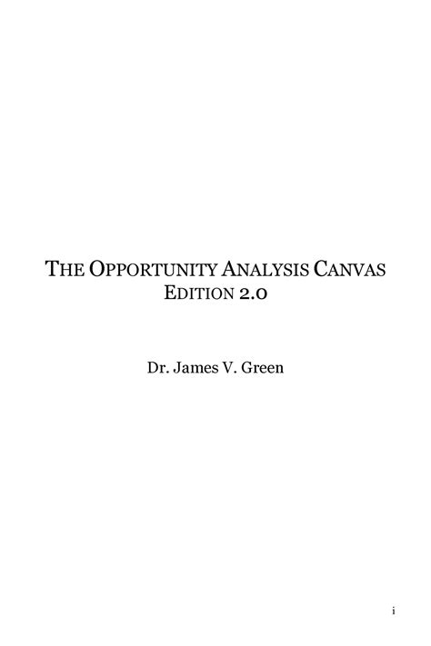 OPPORTUNITY ANALYSIS CANVAS JAMES GREEN 2ND EDITION Ebook Doc