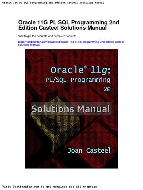 ORACLE 11G SQL JOAN CASTEEL SOLUTIONS MANUAL Ebook Doc