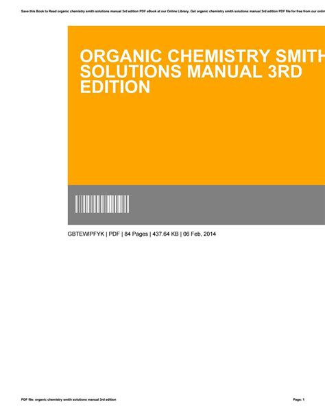 ORGANIC CHEMISTRY SMITH SOLUTIONS MANUAL Ebook Epub