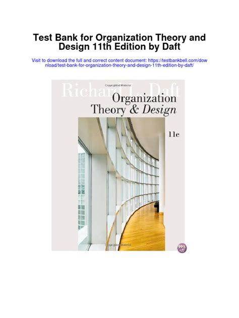 ORGANIZATION THEORY AND DESIGN 11TH EDITION TEST BANK Ebook PDF