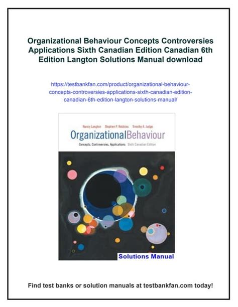 ORGANIZATIONAL BEHAVIOR 6TH EDITION LANGTON Ebook PDF