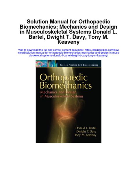 ORTHOPAEDIC BIOMECHANICS BARTEL SOLUTION MANUAL Ebook PDF