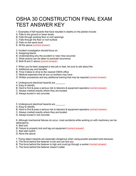 OSHA 700 TEST ANSWERS Ebook Epub